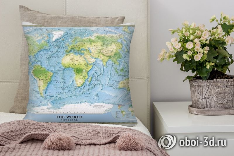 3D Подушка «Географическая карта мира»  вид 5
