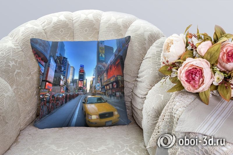 3D Подушка «Такси Нью-Йорк»  вид 3