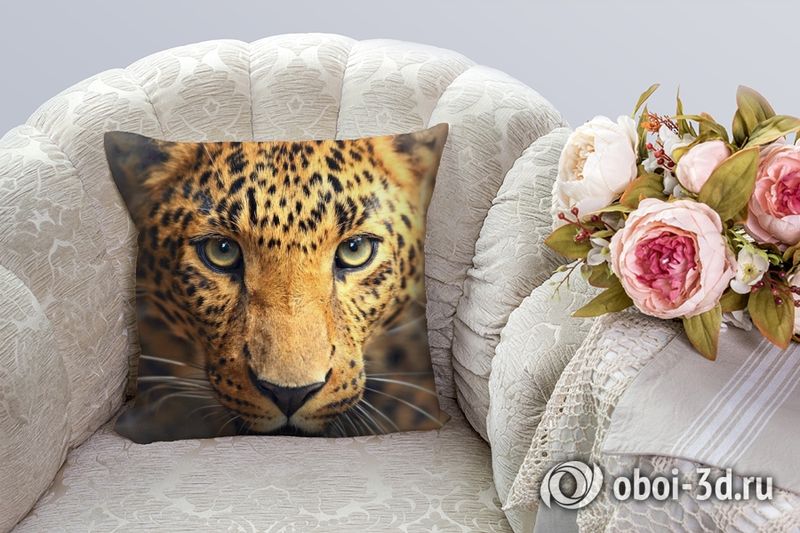 3D Подушка «Леопард портрет»  вид 2
