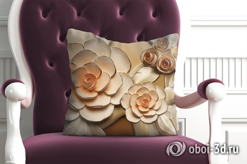 3D Подушка «Розы с тиснением под керамику»  вид 5