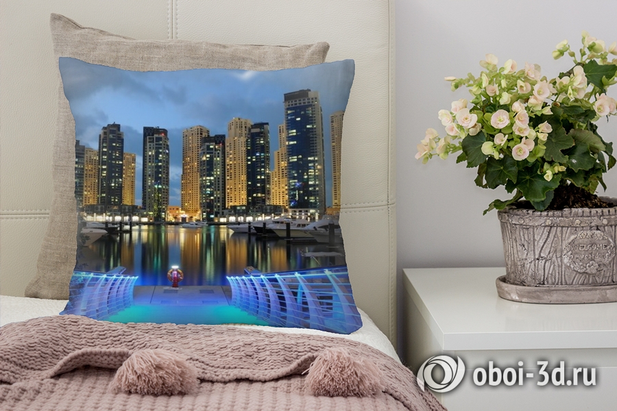 3D Подушка «Пристань с видом на ночной город»  вид 4