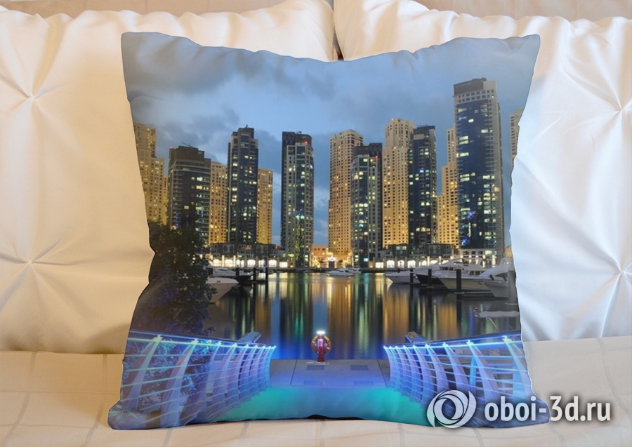 3D Подушка «Пристань с видом на ночной город»  вид 2