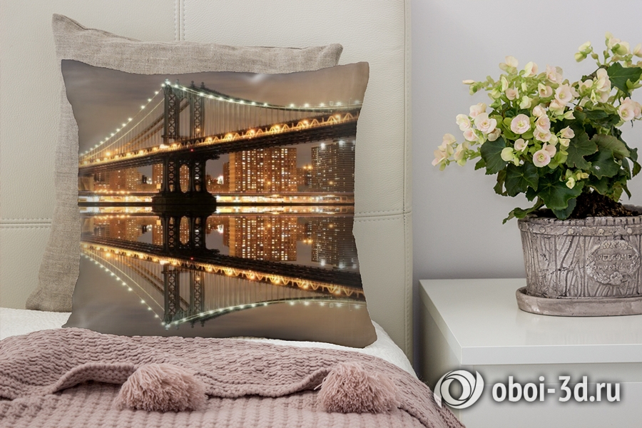 3D Подушка «Бруклинский мост: отражение в реке Гудзон»  вид 2