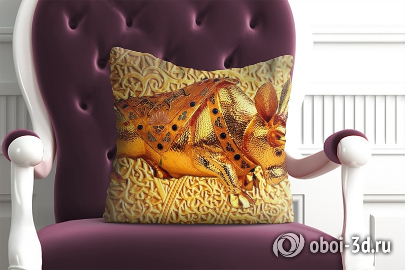 3D Подушка «Декорация с золотым быком в испанском стиле»  вид 5