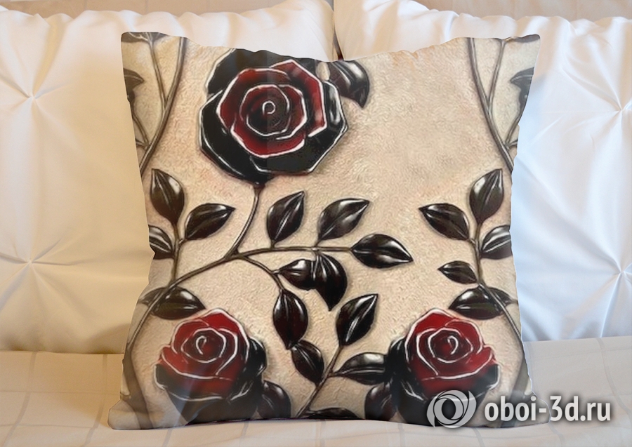 3D Подушка «Черные розы под керамику»  вид 4