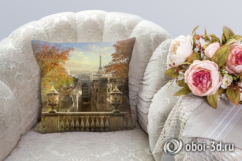 3D Подушка «Золотая осень в Париже» вид 3