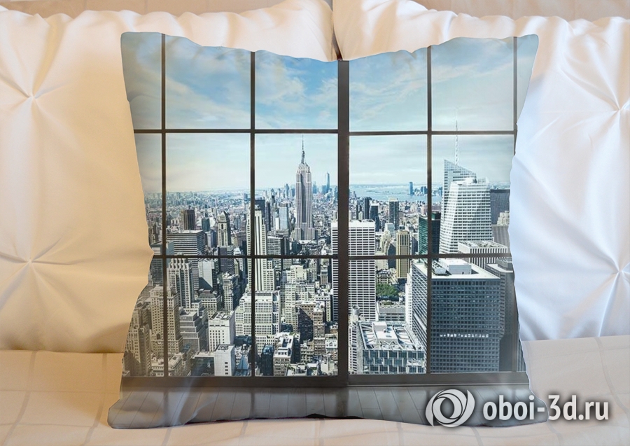 3D Подушка «Вид из окна на современный город» вид 5