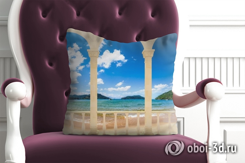 3D Подушка «Терраса с арками на берегу моря» вид 6