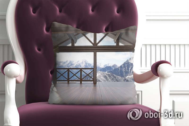 3D Подушка «Вид с террасы альпийского шале» вид 6