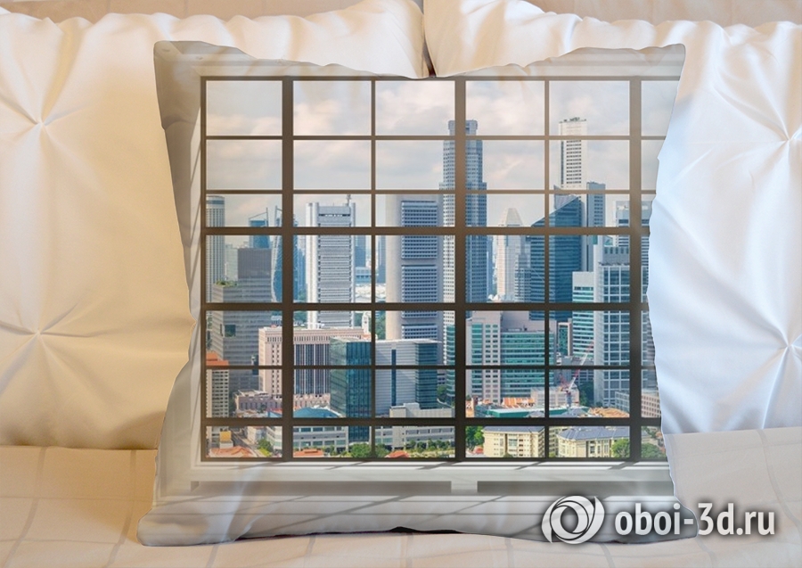 3D Подушка «Окна с панорамным видом на город» вид 5