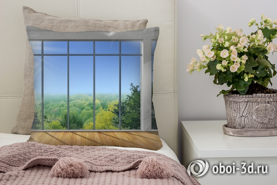3D Подушка «Окно с видом на зеленый лес» вид 7