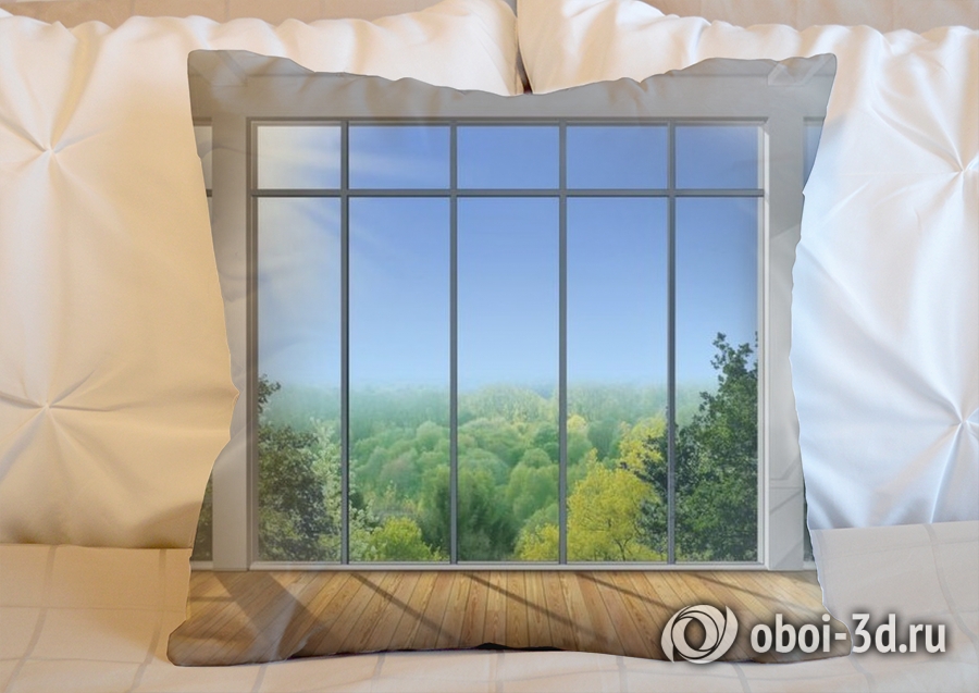3D Подушка «Окно с видом на зеленый лес» вид 5
