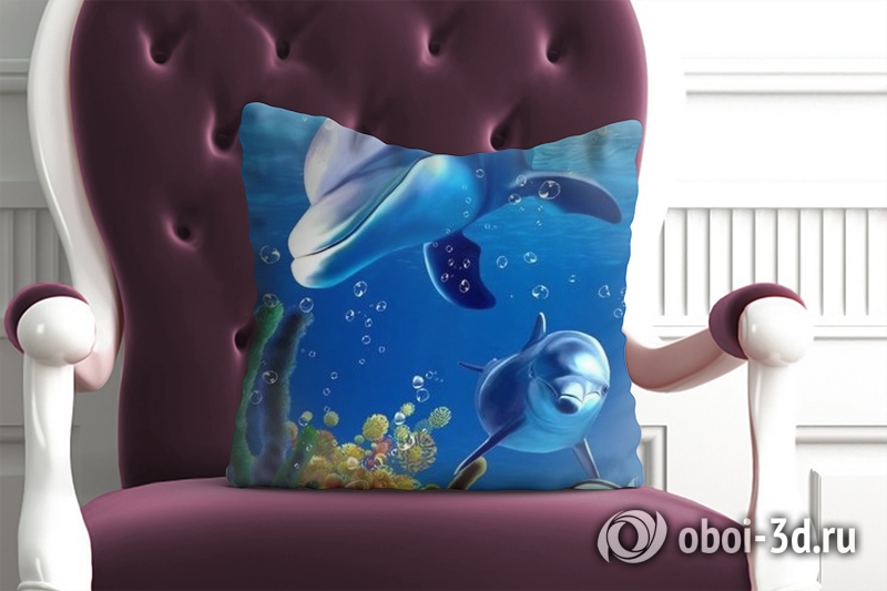 3D Подушка «Дельфины в океане» вид 3