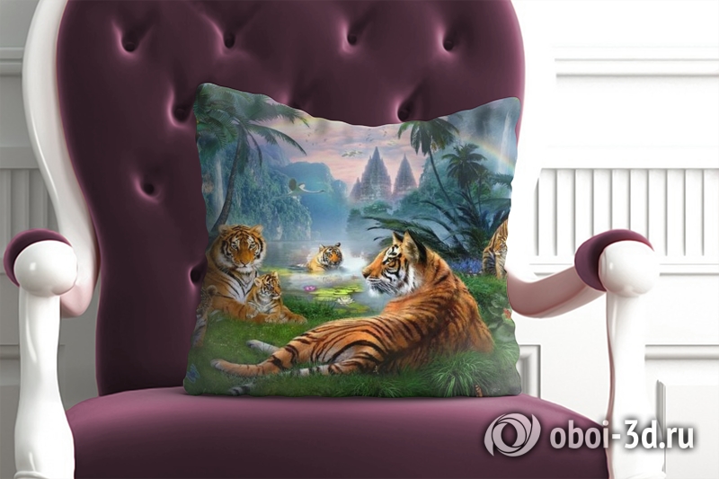 3D Подушка «Тигры у водопадов» вид 6