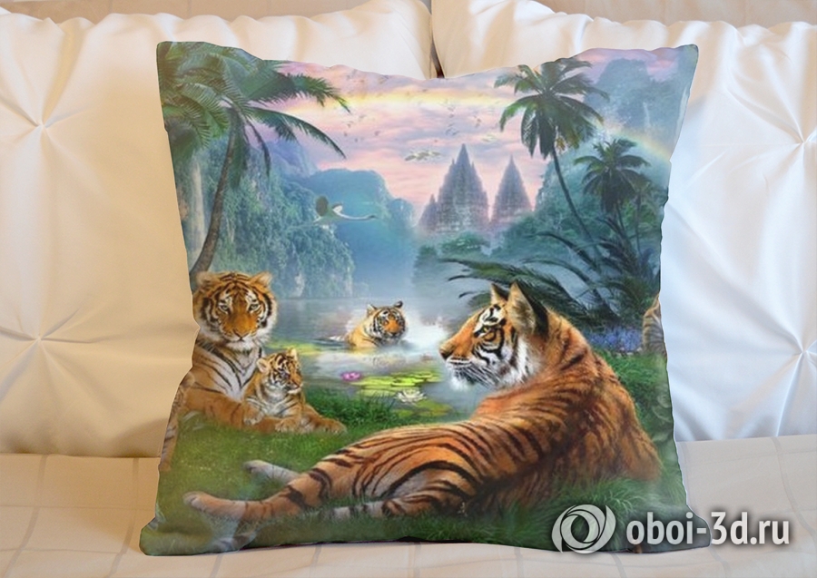 3D Подушка «Тигры у водопадов» вид 4