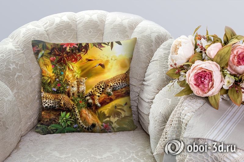 3D Подушка «Семья леопардов» вид 2