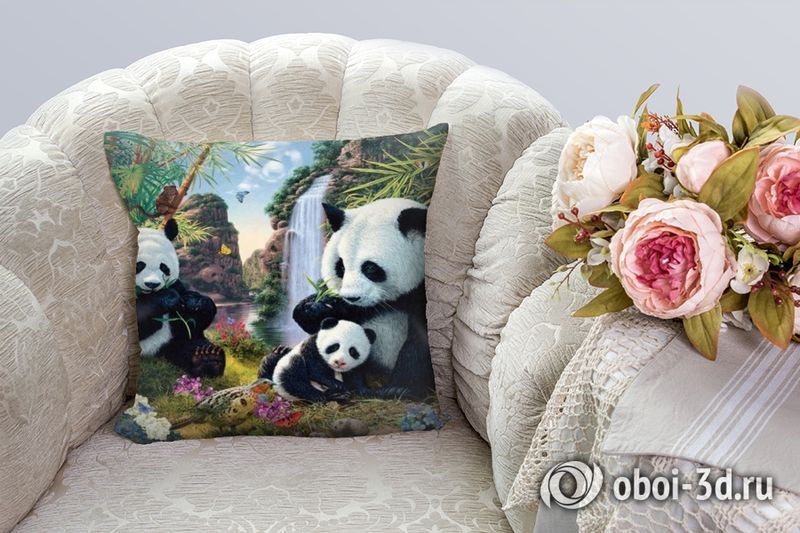 3D Подушка «Семейство панд» вид 7