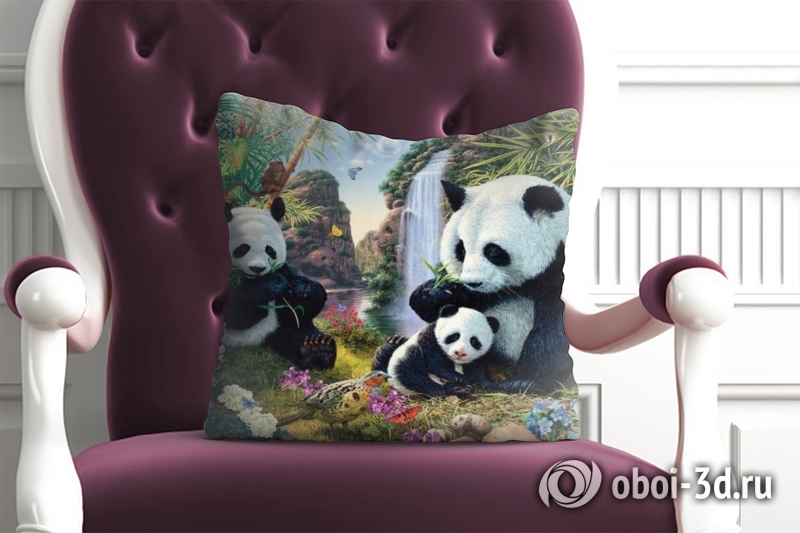 3D Подушка «Семейство панд» вид 6