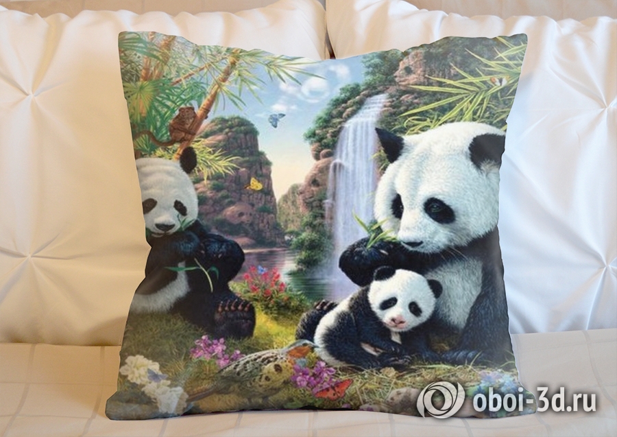 3D Подушка «Семейство панд» вид 4