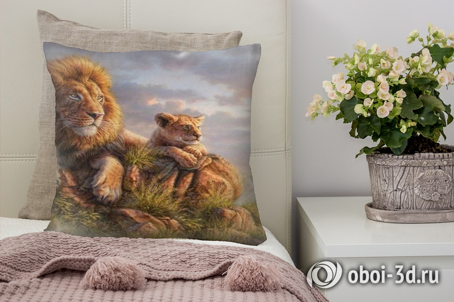 3D Подушка «Величественные львы» вид 9