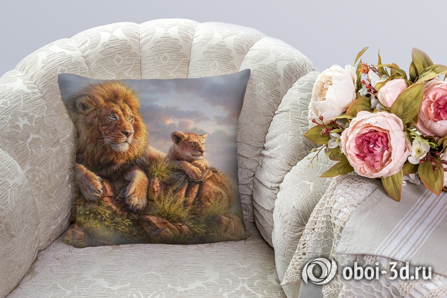 3D Подушка «Величественные львы» вид 8