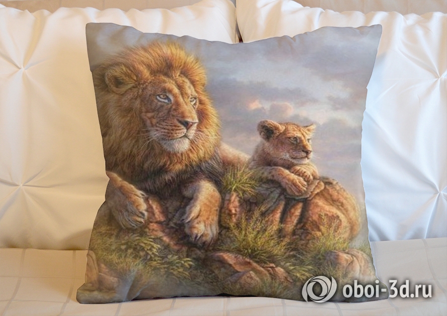 3D Подушка «Величественные львы» вид 6