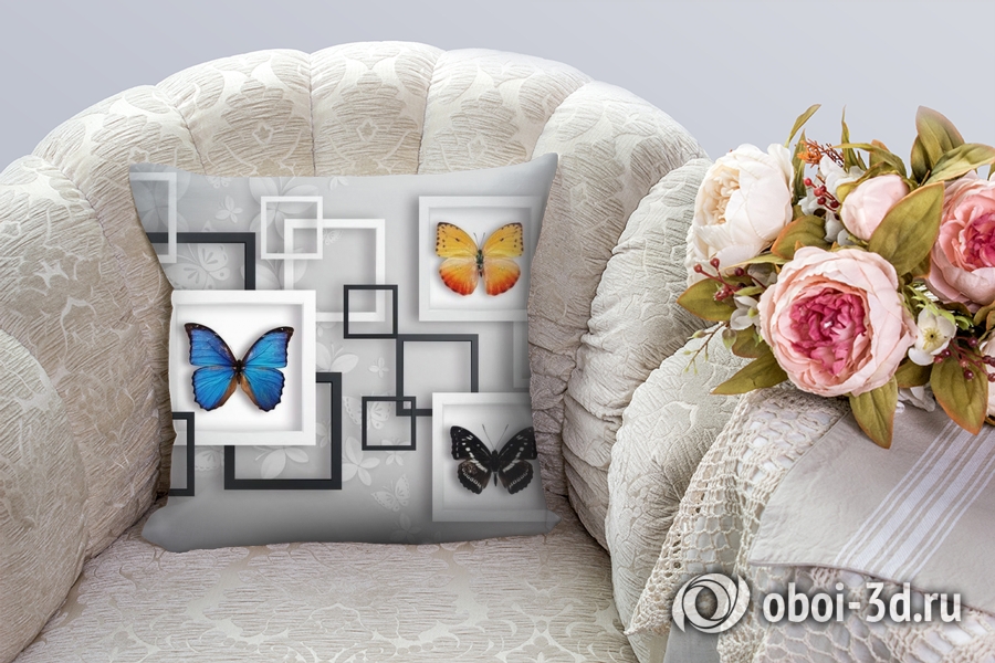 3D Подушка «Коллекция бабочек» вид 3