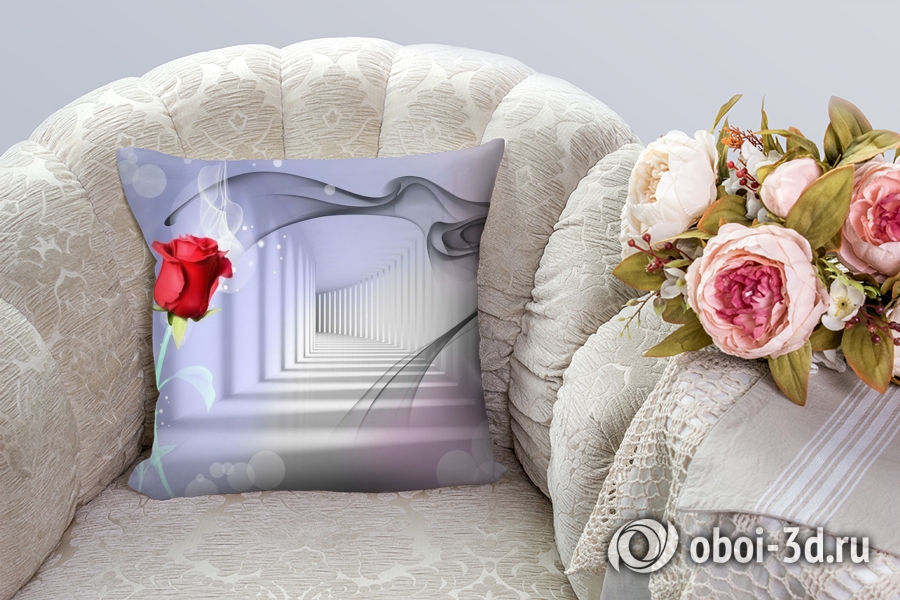 3D Подушка «Красная роза в тоннеле» вид 3