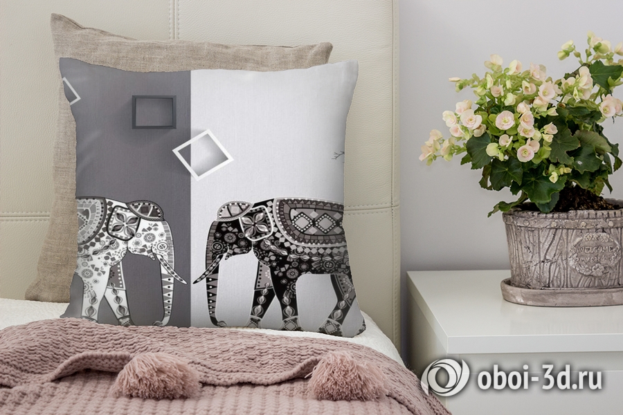 3D Подушка «Слоны в стиле модерн» вид 2