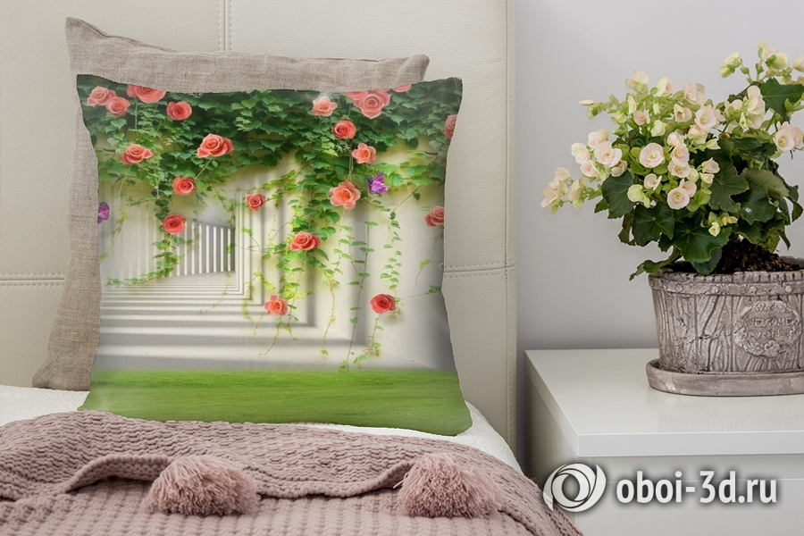 3D Подушка «Тоннель с лианами роз» вид 2
