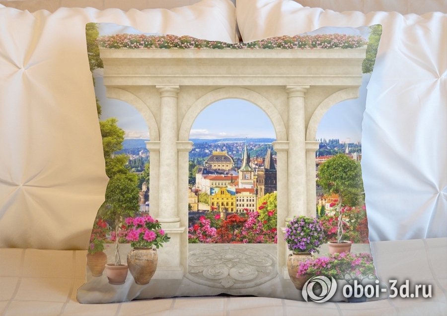 3D Подушка «Терраса с видом на европейский город» вид 5