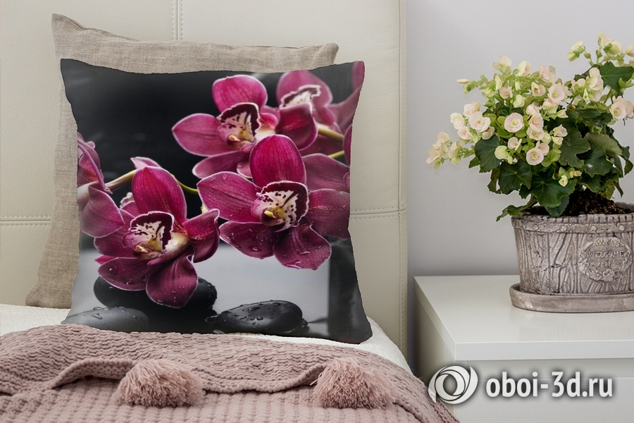 5D Подушечка «Бордовые орхидеи» вид 4