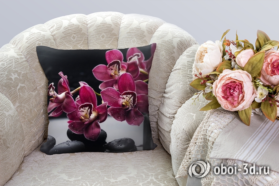 5D Подушечка «Бордовые орхидеи» вид 3