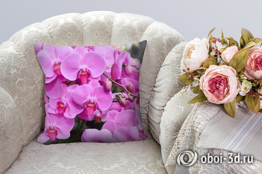3D Подушка «Изобилие фиолетовых орхидей» вид 3