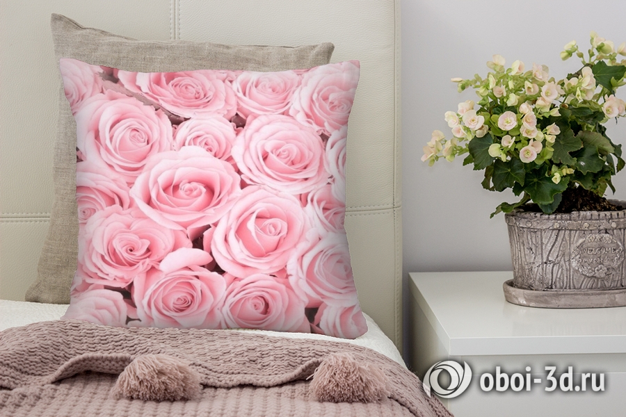 3D Подушка «Ковер из нежно-розовых роз» вид 4