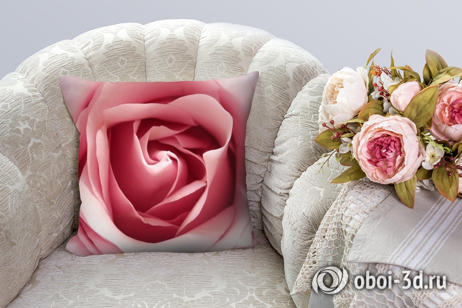 3D Подушка «Нежно-розовый бутон» вид 3