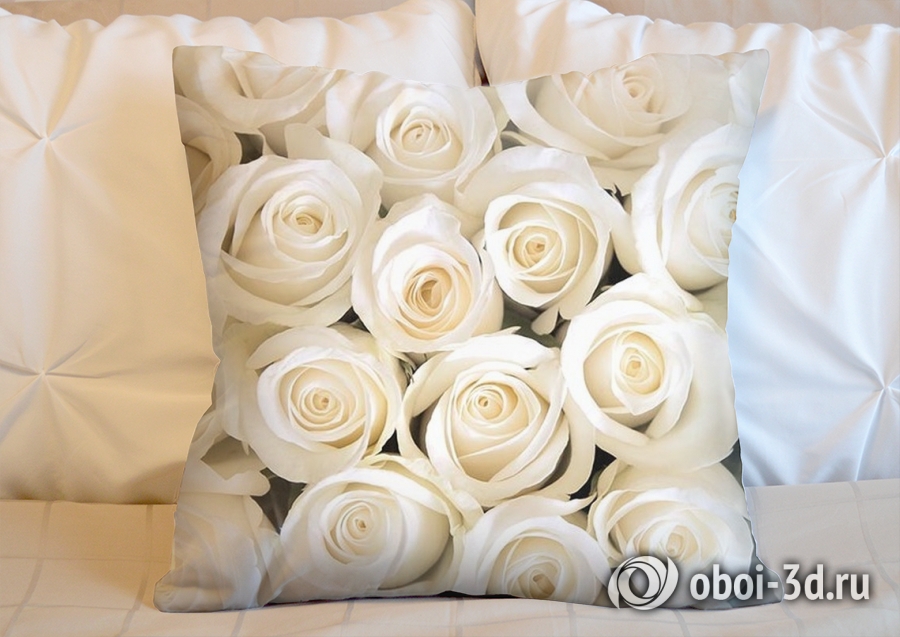 3D фотообои 3D Подушка «Нежные белые розы» вид 1