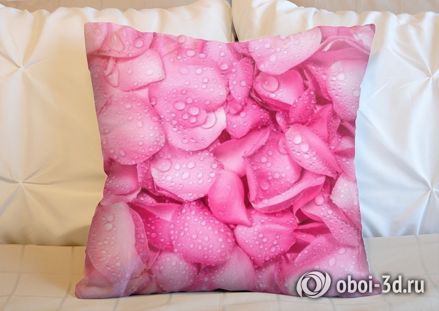 3D Подушка «Розовые лепестки в росе» вид 2