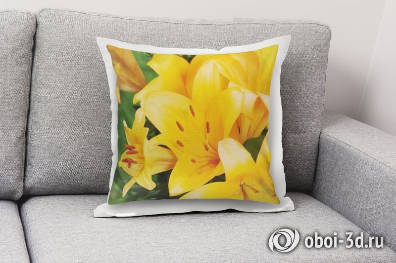 3D Подушка «Ярко-желтые лилии» вид 3
