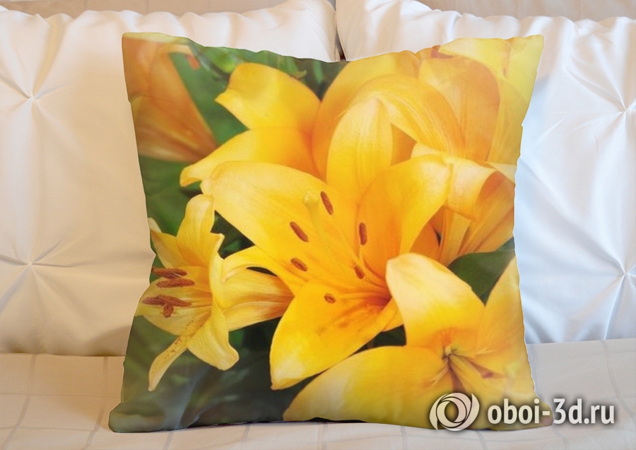 3D Подушка «Ярко-желтые лилии» вид 6