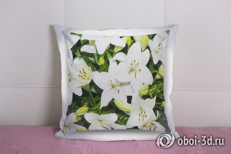 3D Подушка «Красивые лилии белого цвета» вид 2