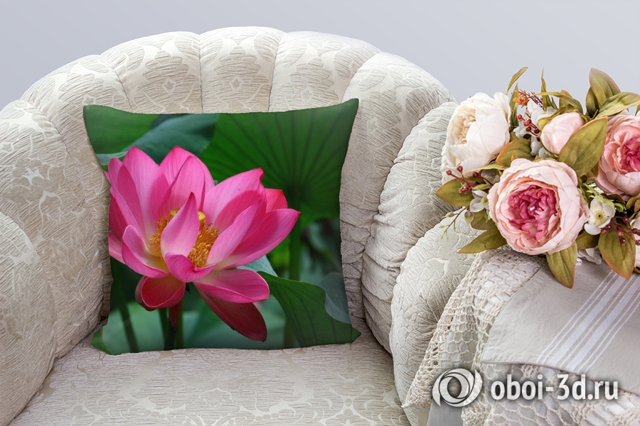3D Подушка «Ярко-розовый лотос» вид 3