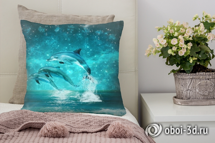 3D Подушка «Дельфины под звездным небом» вид 3