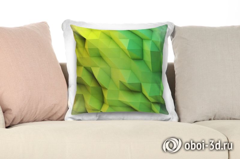 3D Подушка «Зеленые полигоны» вид 7