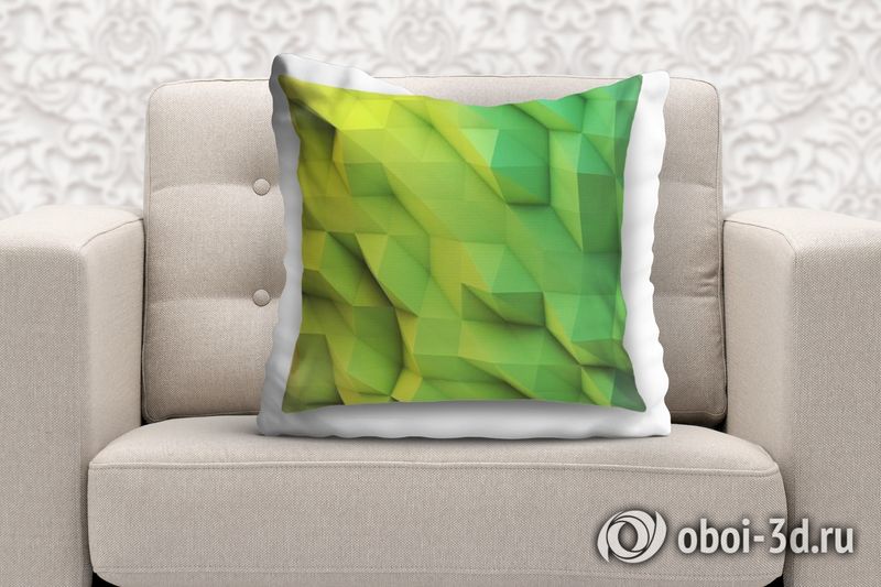 3D Подушка «Зеленые полигоны» вид 6