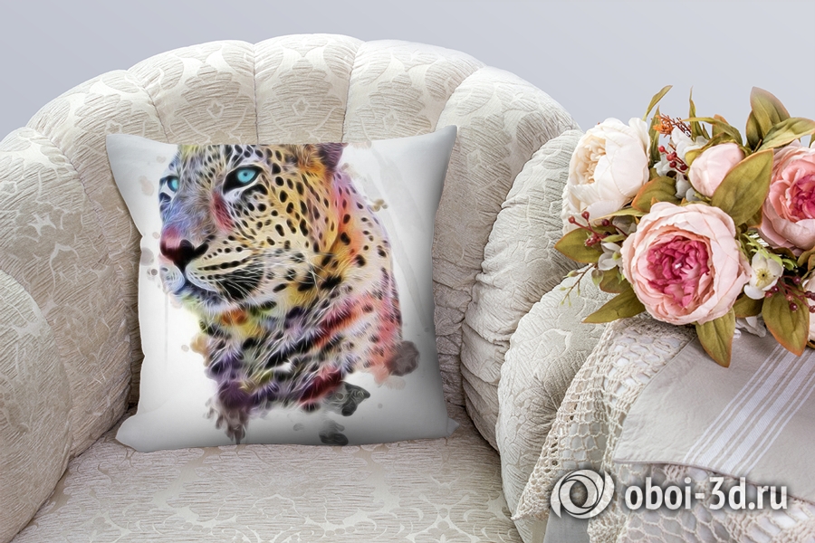 3D Подушка «Красочный леопард» вид 4