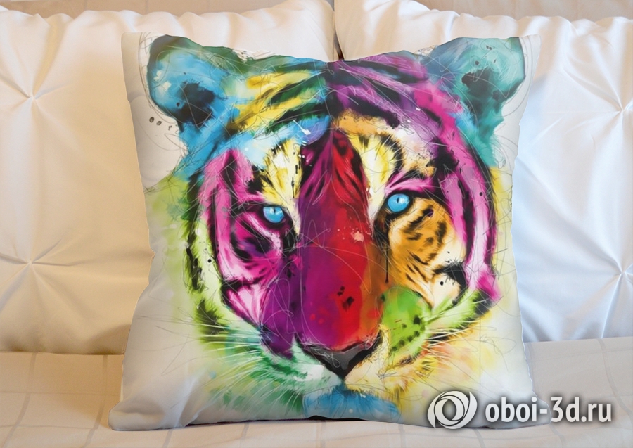 3D Подушка «Красочный тигр» вид 2