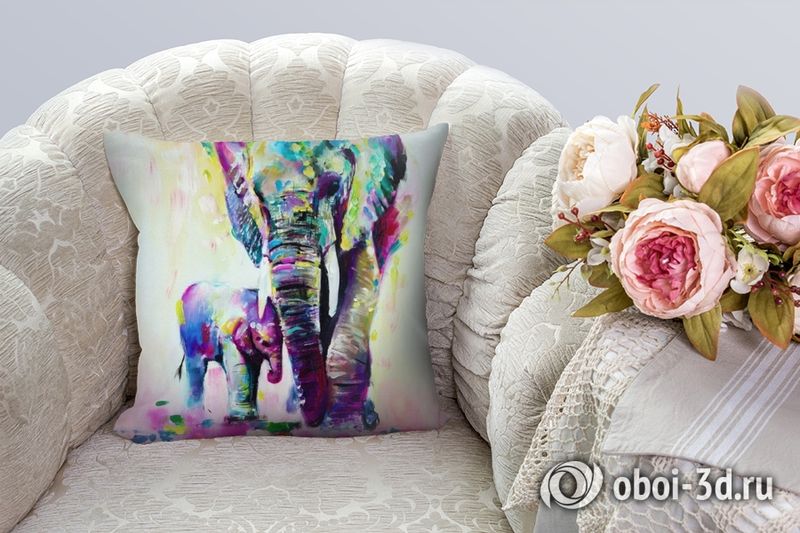 3D Подушка «Семья слонов» вид 4