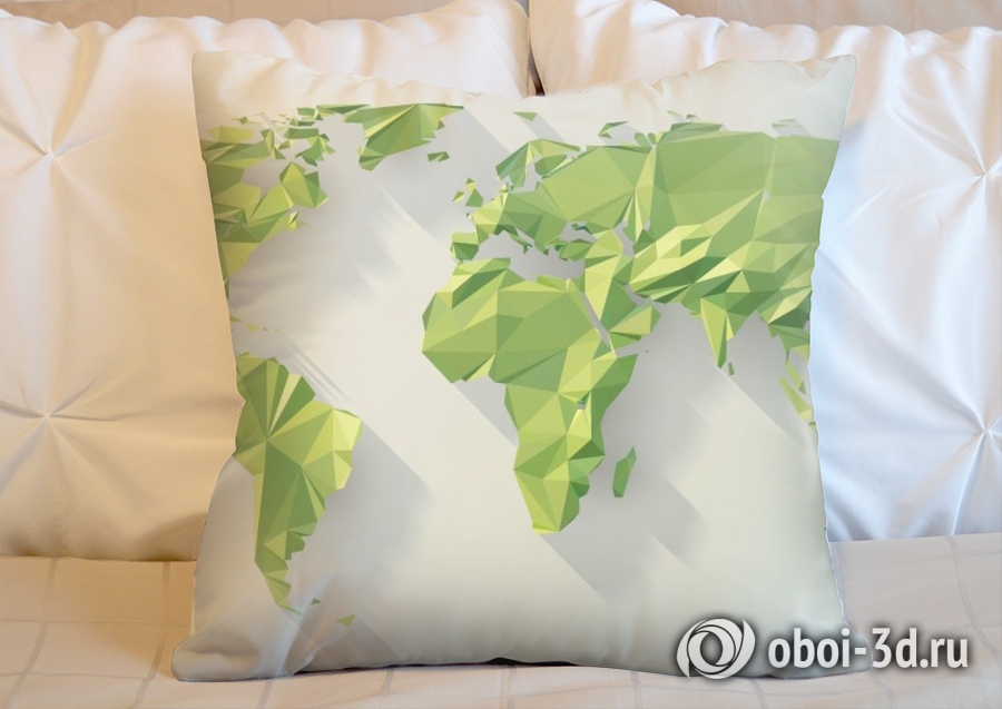 3D Подушка «Зеленые континенты из полигонов» вид 10