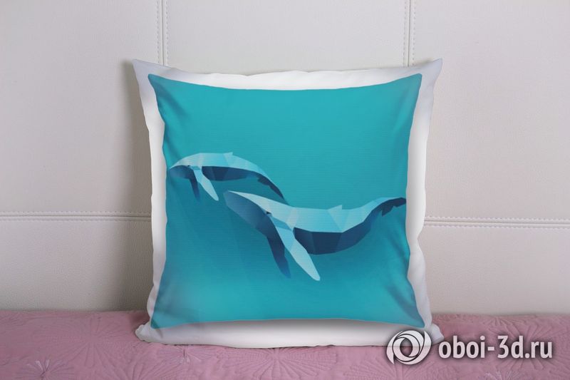 3D Подушка «Полигональные киты» вид 8